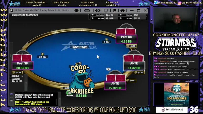 cookiemonster147147 playing Poker - Live Casino Stream