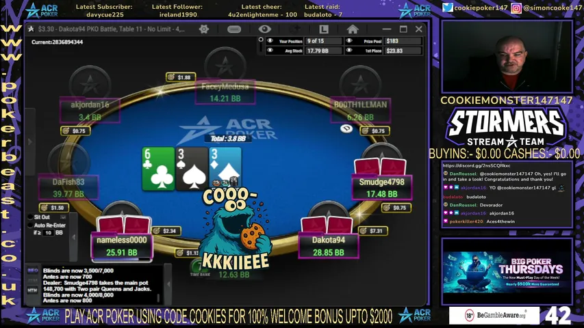 cookiemonster147147 playing Poker - Live Casino Stream