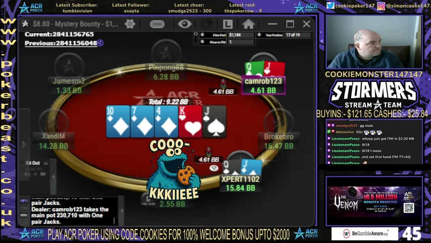 cookiemonster147147 playing Poker - Live Casino Stream
