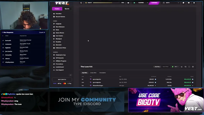 bigdgamestv playing Slots & Casino - Live Casino Stream