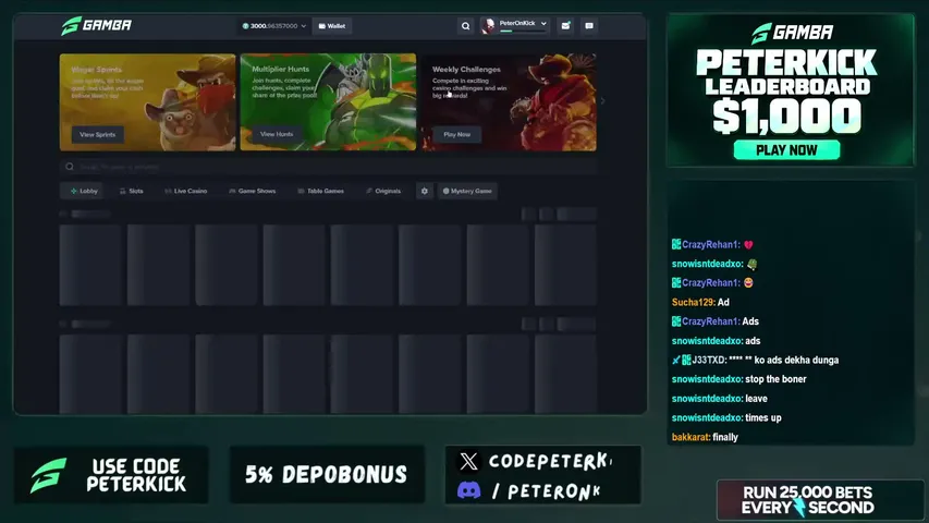 peteronkick playing Slots & Casino - Live Casino Stream