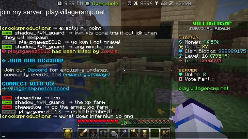 24/7 Joinable Minecraft SMP (PUBLIC) ~ 26.1 Java & Bedrock Survival Server IP: play.villagersmp.net