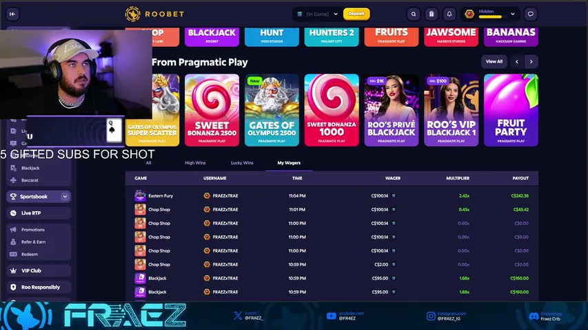 FRAEZ playing Slots & Casino - Live Casino Stream