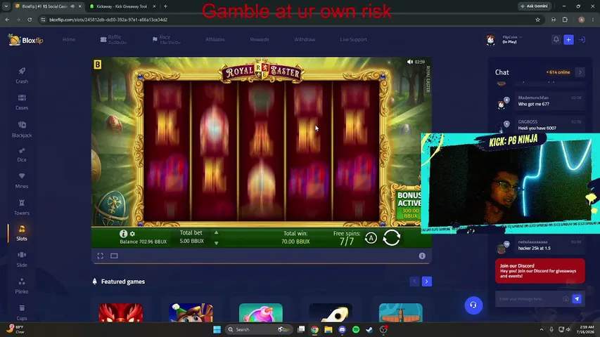 | Gambling on BLOXFLIP! | 10K RAW | FC | CALLING SLOTS | 50% SLOT CALLS | PAYING OUT WITH CALCULATOR! | 18+