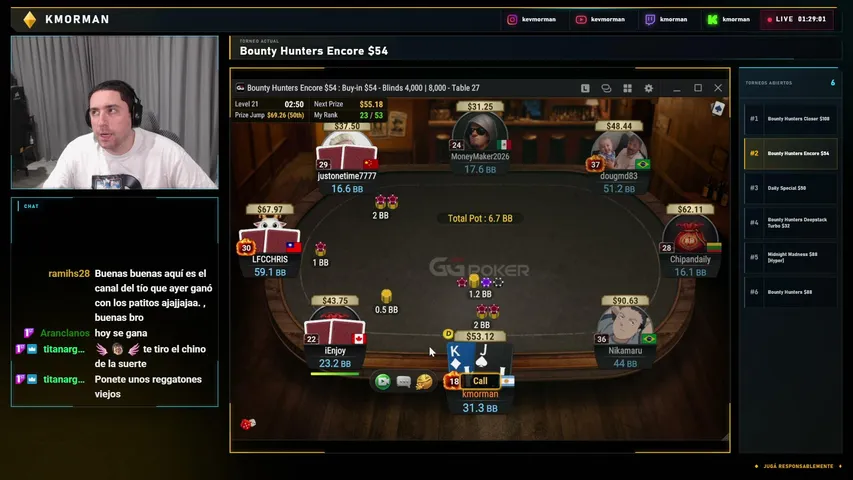 kmorman playing Poker - Live Casino Stream