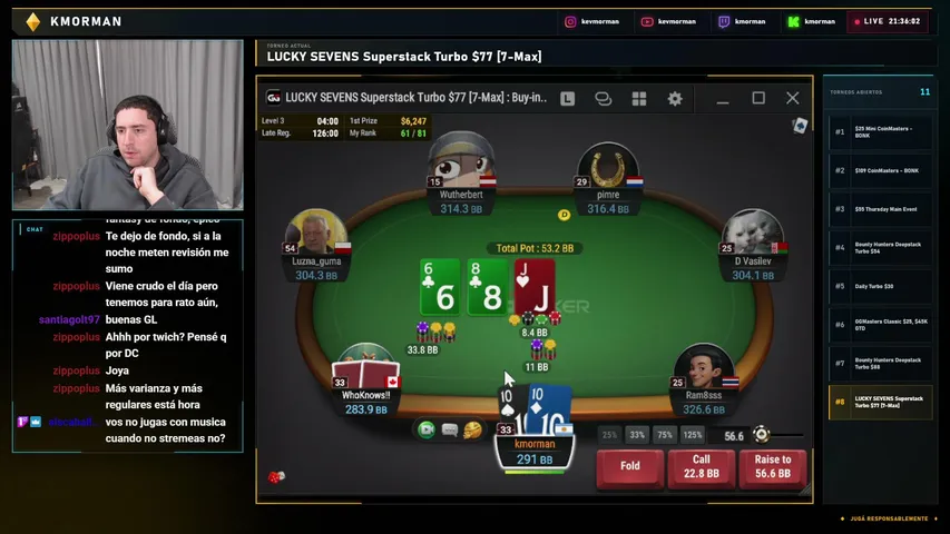 kmorman playing Poker - Live Casino Stream