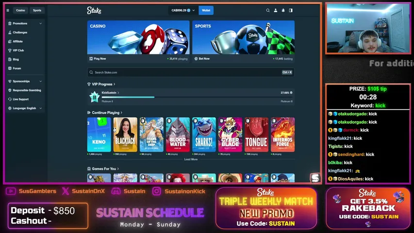 sustain playing Slots & Casino - Live Casino Stream