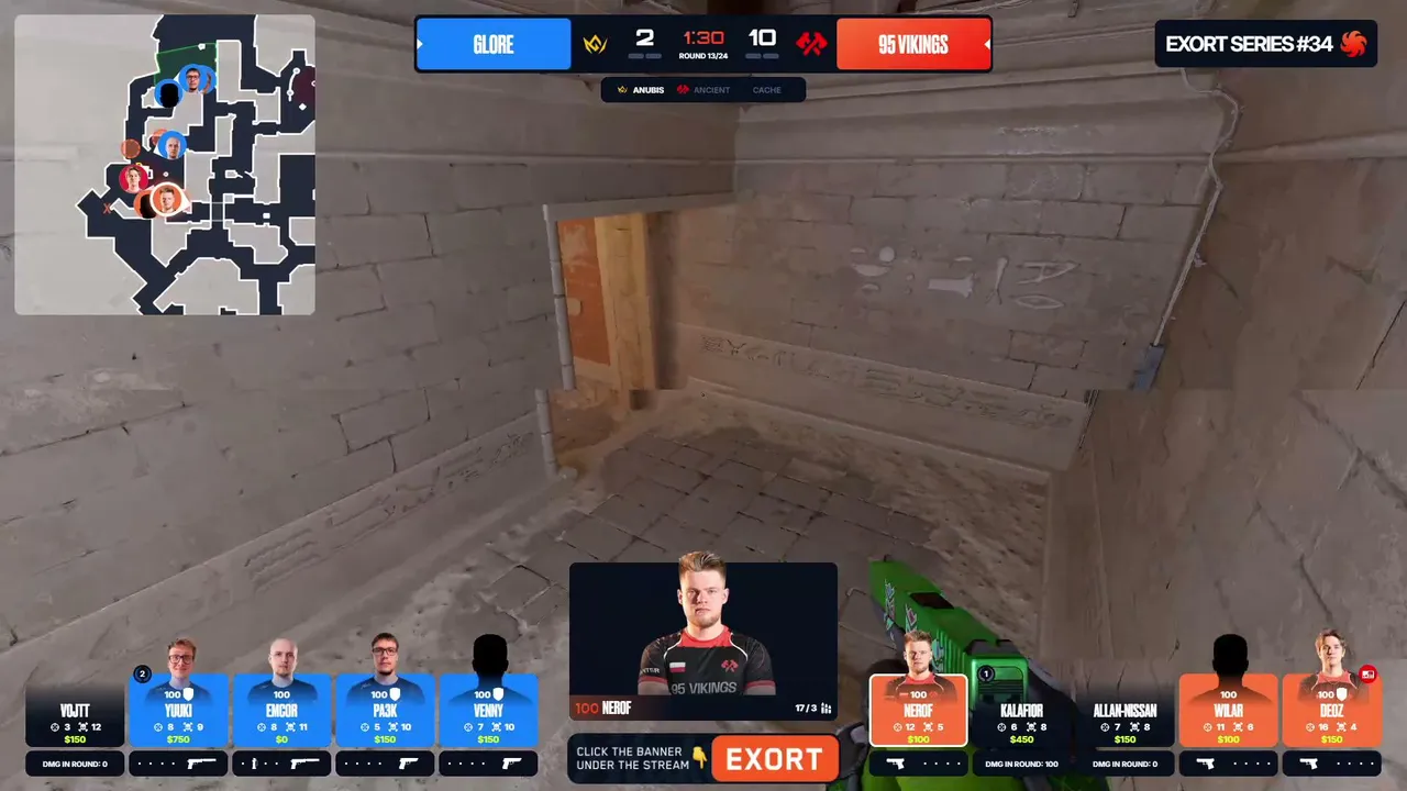 95 Vikings vs GLORE  🏆  Exort Series 34  🎁  !maps  !stake