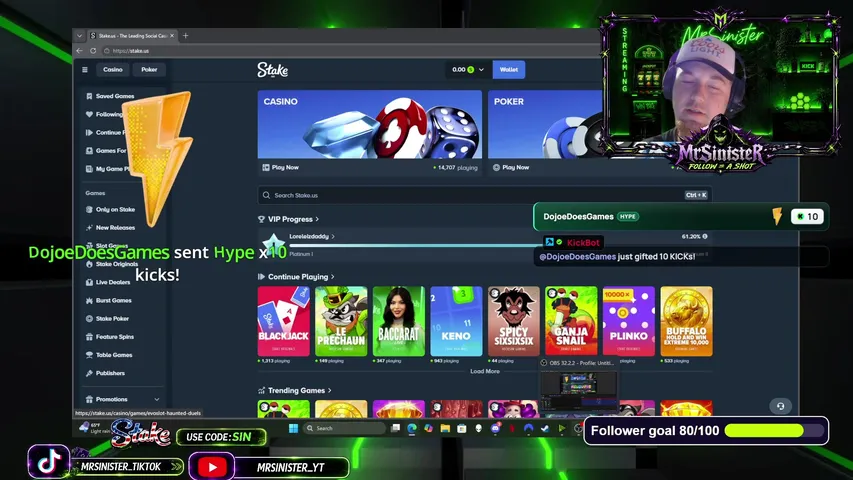 mrsinister-kick playing Slots & Casino - Live Casino Stream