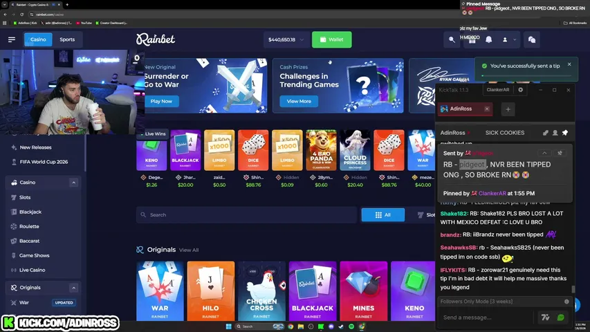 AdinRoss playing Slots & Casino - Live Casino Stream