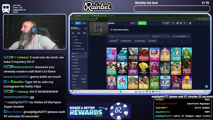 🟢SPINNING FOR JUICE🟢BEST BEARD ON KICK🟢!RAINBET 200X=TIPS TO AFFILIATES🟢$1200 BI-WEEKLY Leaderboard 🟢WAGER MILESTONES🟢