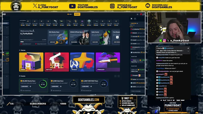 FUNKYGOAT x RAIN.GG OFFICIAL | VIEWER CALLS | TIPS AND PROMOS!! HOP IN !!