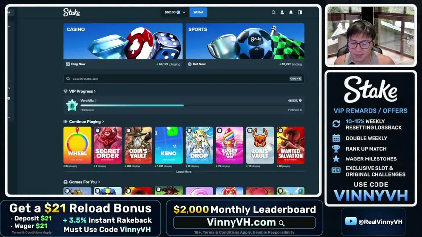 VinnyVH playing Slots & Casino - Live Casino Stream