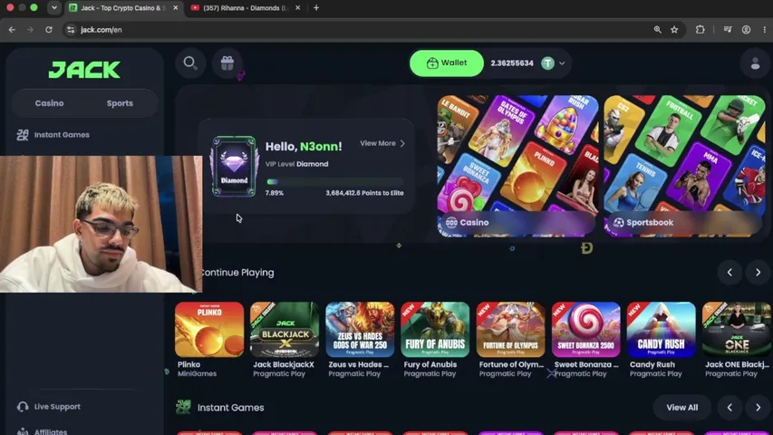 N3on playing Slots & Casino - Live Casino Stream
