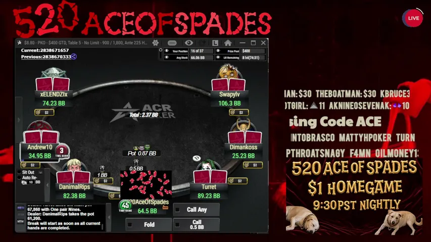 520AceOfSpades playing Poker - Live Casino Stream