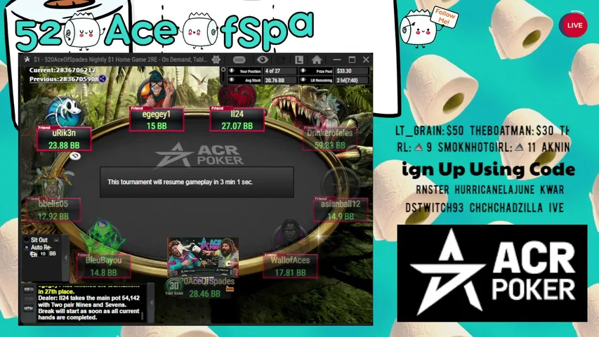 520AceOfSpades playing Poker - Live Casino Stream