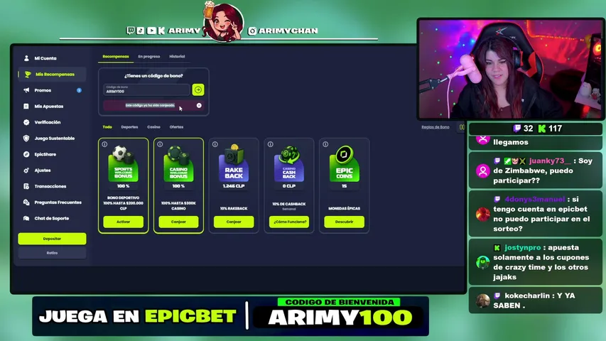 🏆SLOTS EN !EPICBET💚 | 🎰 CODIGO: ARIMY100 |🎁100 GIROS GRATIS |❗voice | 📸 IG @arimychan