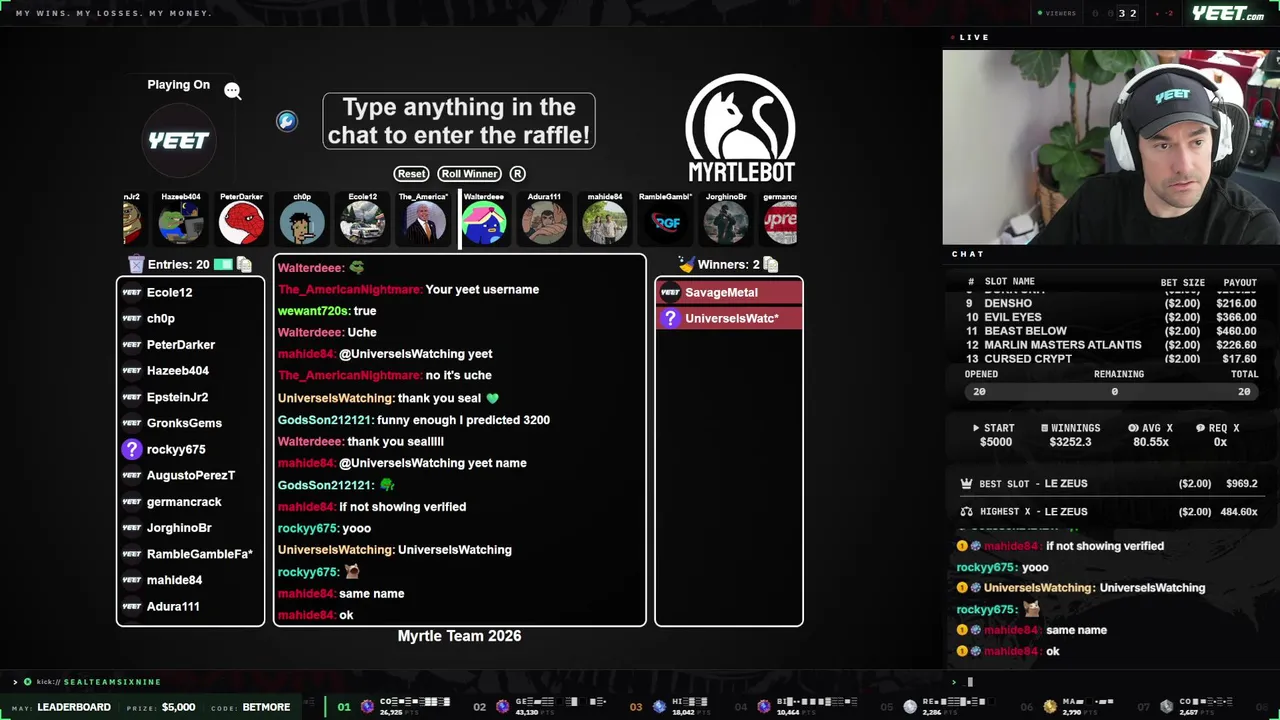 $5,000 RAW BONUS HUNT & GIVEAWAYS // TOP 4 YEET PLAYER // !YEET !DISCORD