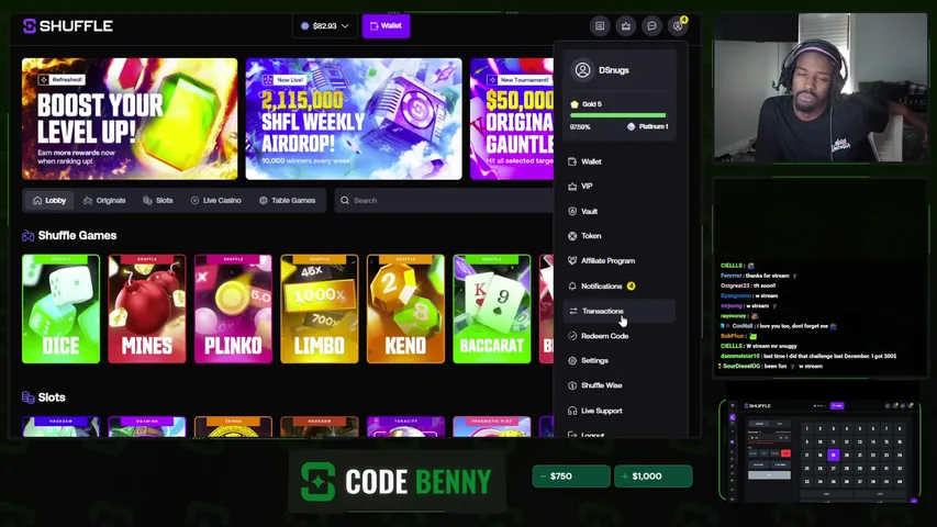 ⭐$750 START! GIVEAWAYS AFTER BIG HITS!⭐ | 🍀!shuffle🍀 💫!discord !site !twitter !snugs 💫