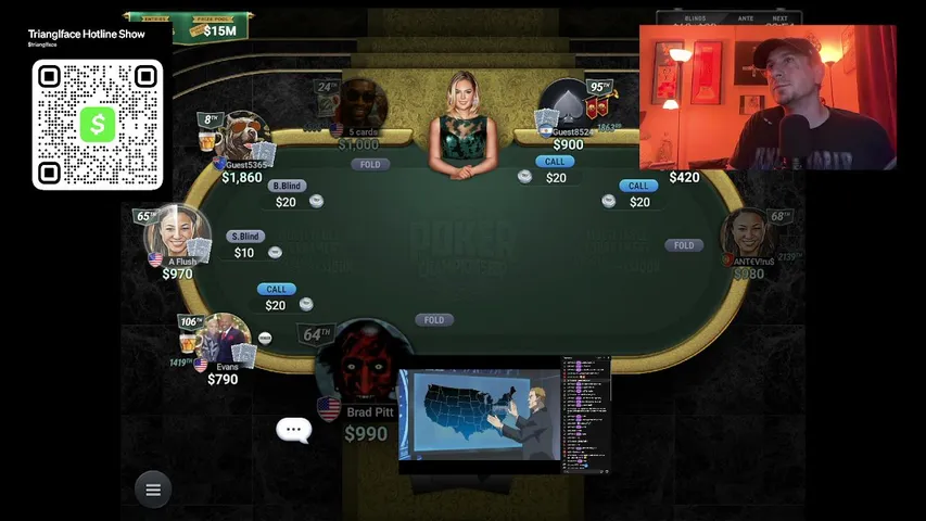 trianglface playing Poker - Live Casino Stream