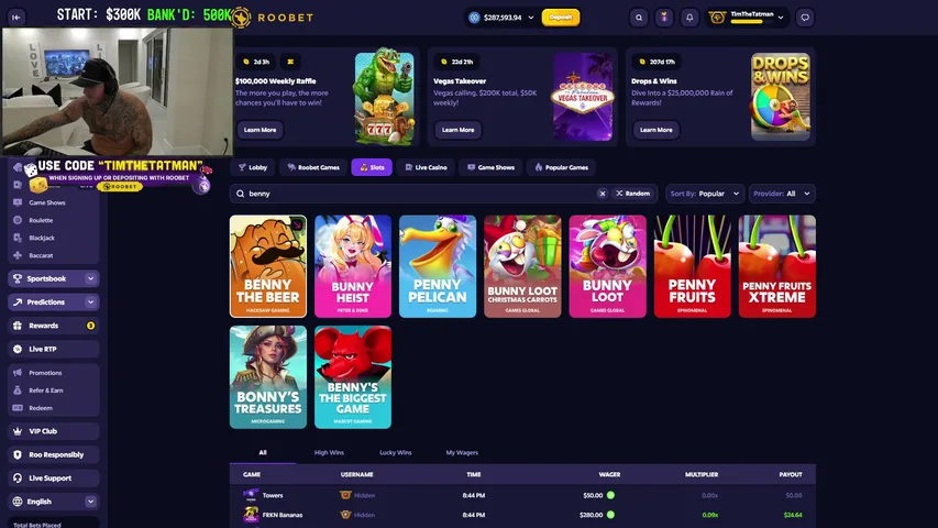 TimTheTatman playing Slots & Casino - Live Casino Stream