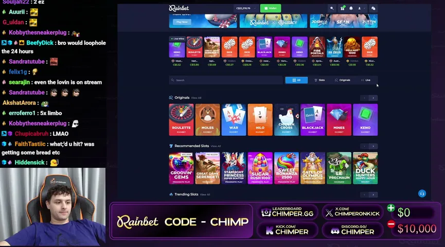 Chimper playing Slots & Casino - Live Casino Stream
