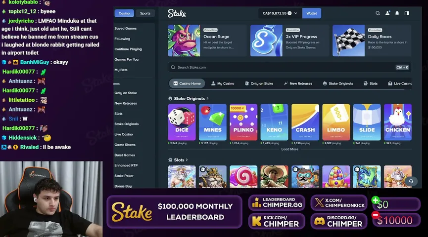 chimper playing Slots & Casino - Live Casino Stream