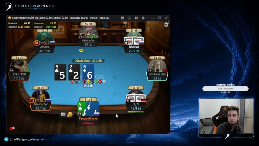 penguinwinner playing Monopoly Poker - Live Casino Stream