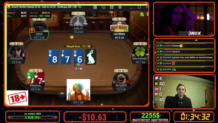 dom3ru playing Monopoly Poker - Live Casino Stream