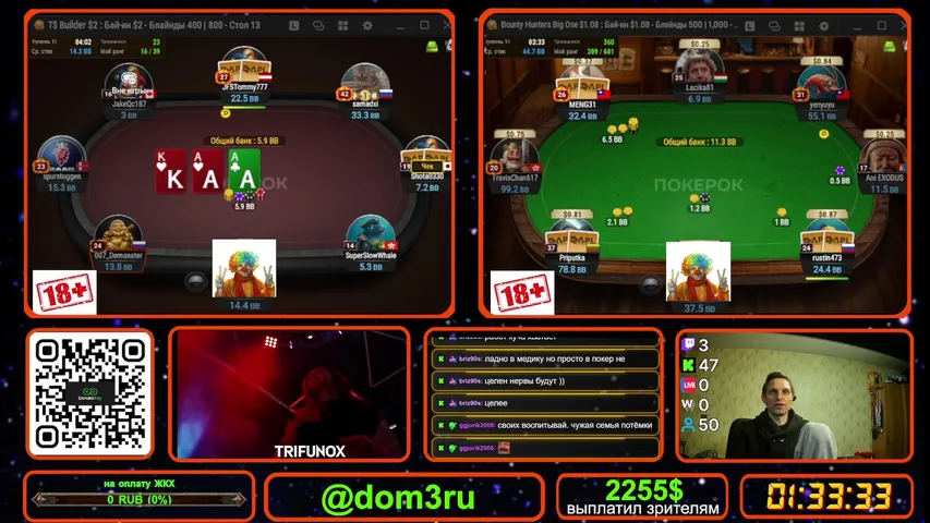 dom3ru playing Monopoly Poker - Live Casino Stream