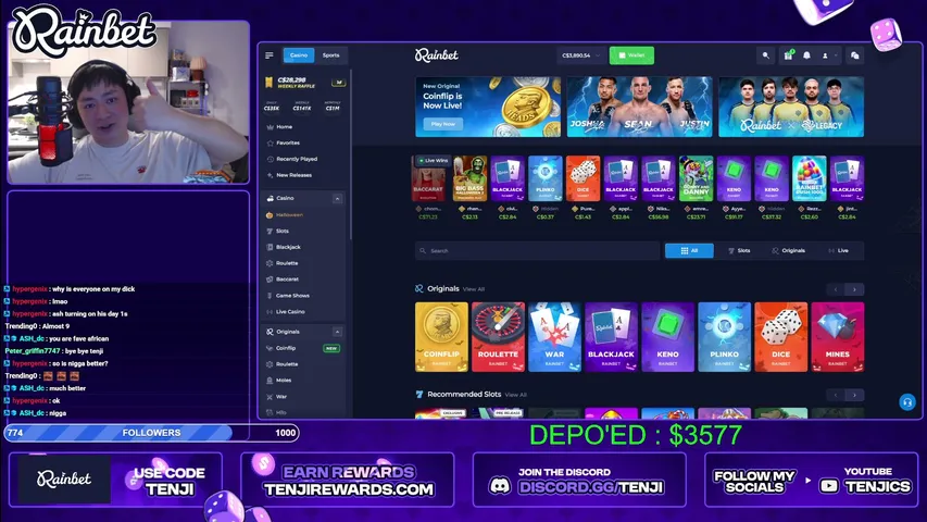 tenjii playing Slots & Casino - Live Casino Stream