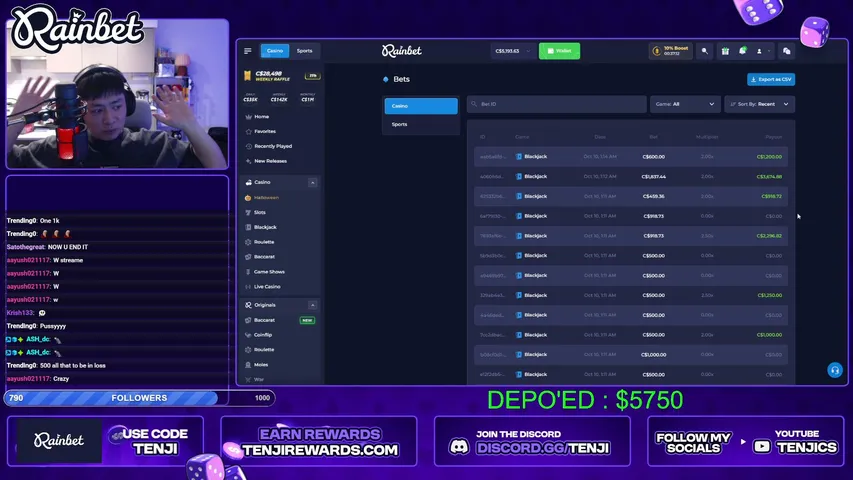 tenjii playing Slots & Casino - Live Casino Stream