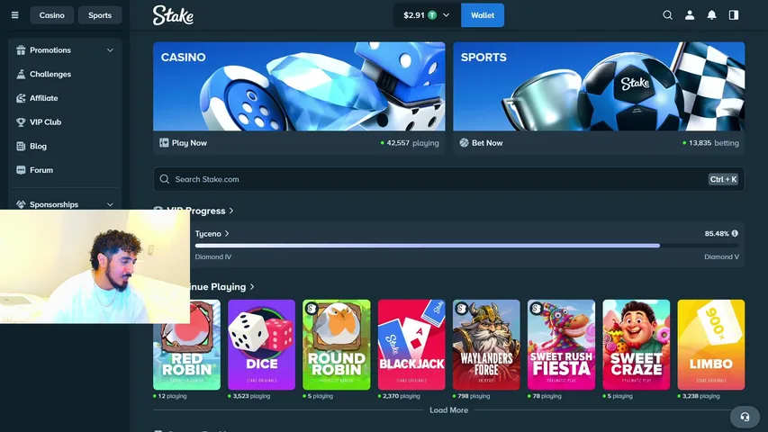 Tyceno playing Slots & Casino - Live Casino Stream