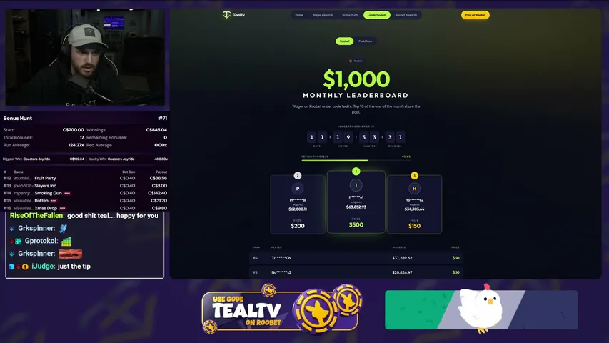 GOLDS AND MAX WINS! USE CODE "TealTv" ON ROOBET & PACKDRAW! !roobet !packdraw !rewards !discord !socials