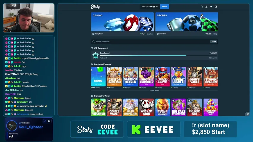 Eevee playing Slots & Casino - Live Casino Stream