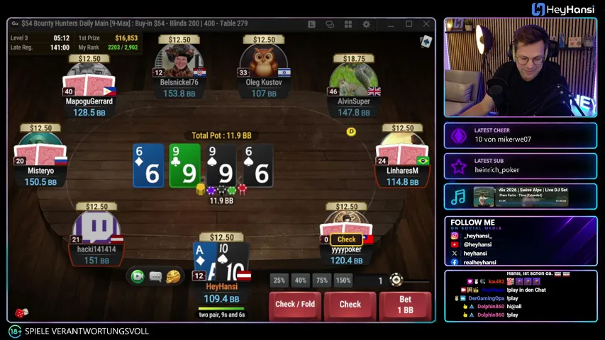 HeyHansi playing Poker - Live Casino Stream