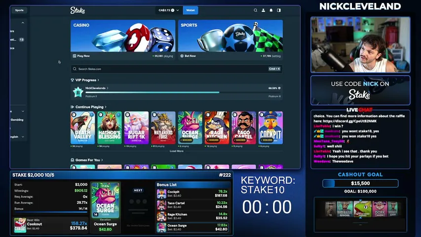 nickcleveland playing Slots & Casino - Live Casino Stream