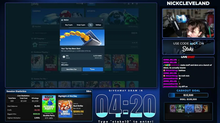 nickcleveland playing Slots & Casino - Live Casino Stream