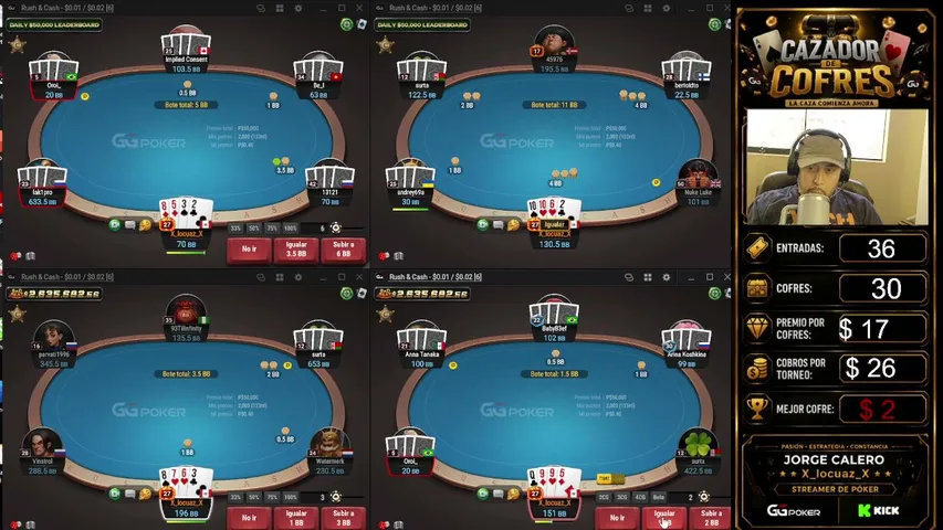 cazadordecofres playing Poker - Live Casino Stream