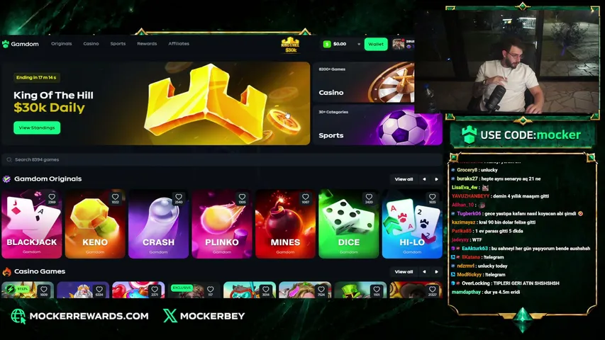 mocker playing Slots & Casino - Live Casino Stream