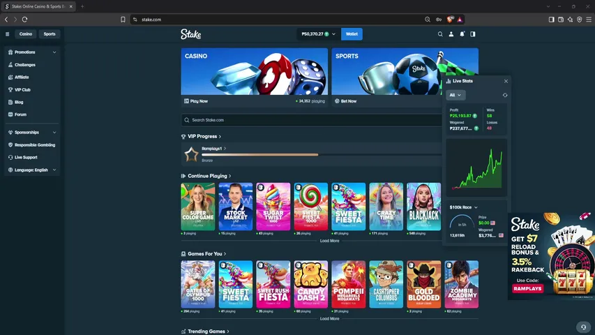ramplays playing Slots & Casino - Live Casino Stream