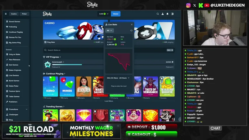lukethedegen playing Slots & Casino - Live Casino Stream
