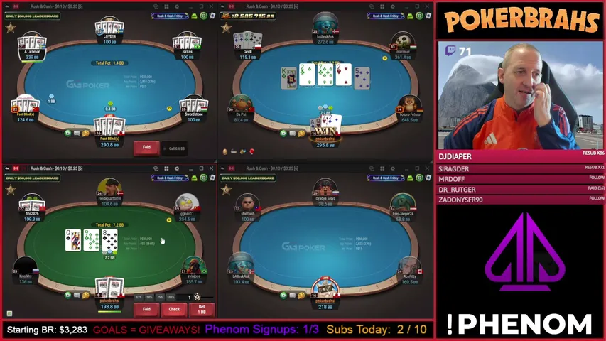 pokerbrahs playing Poker - Live Casino Stream