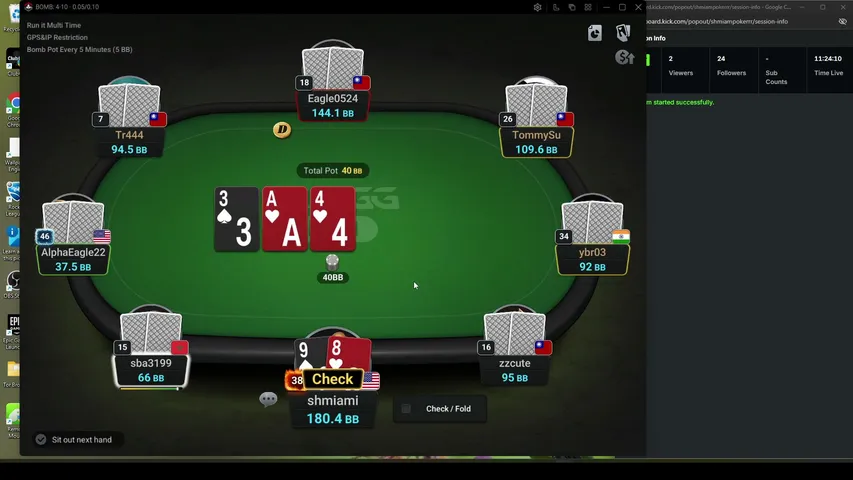 shmiampokerrr playing Poker - Live Casino Stream