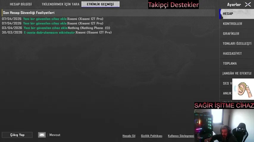 İşitme engelli bireyler için oyun yayını yapıyorum.