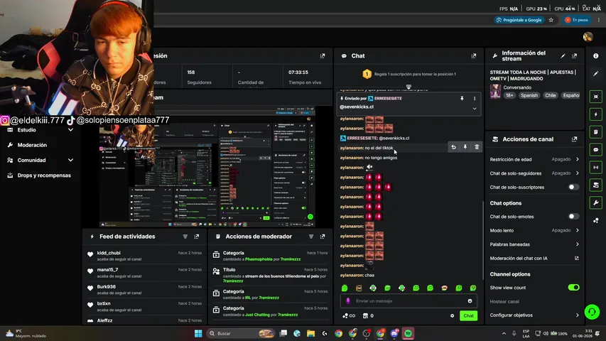 stream de los buenos tiñiendome el pelo