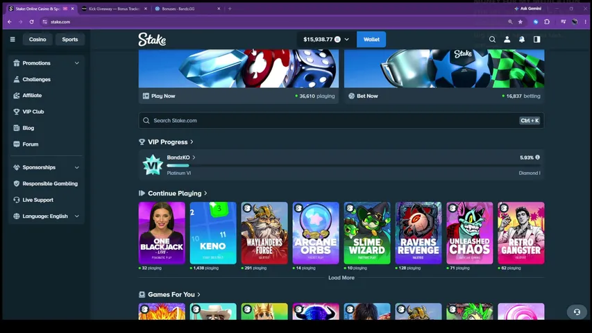 bandz playing Slots & Casino - Live Casino Stream