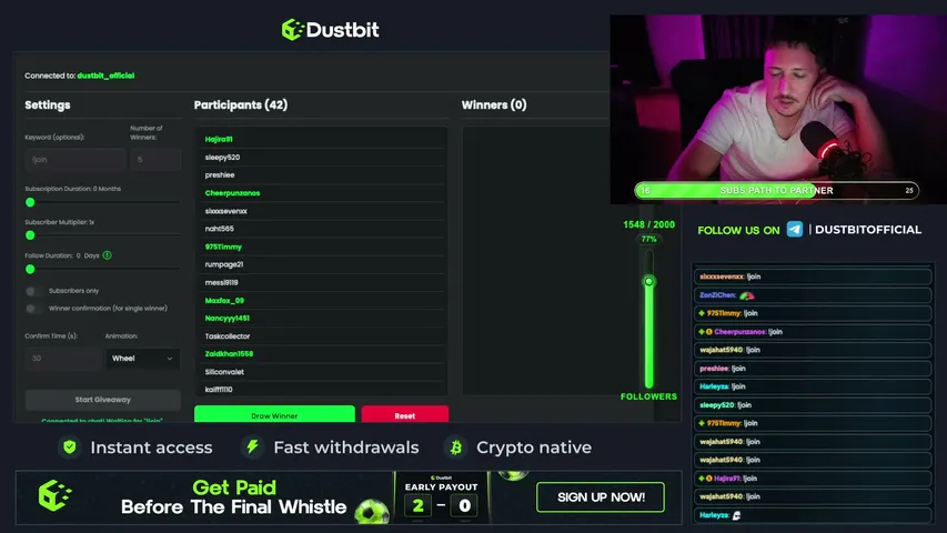 dustbit_official playing Slots & Casino - Live Casino Stream