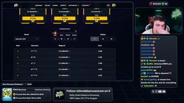 $25,000 RUNNING UP A BALANCE!  Most Rewarding Casino Creator!  dondebonuses.com