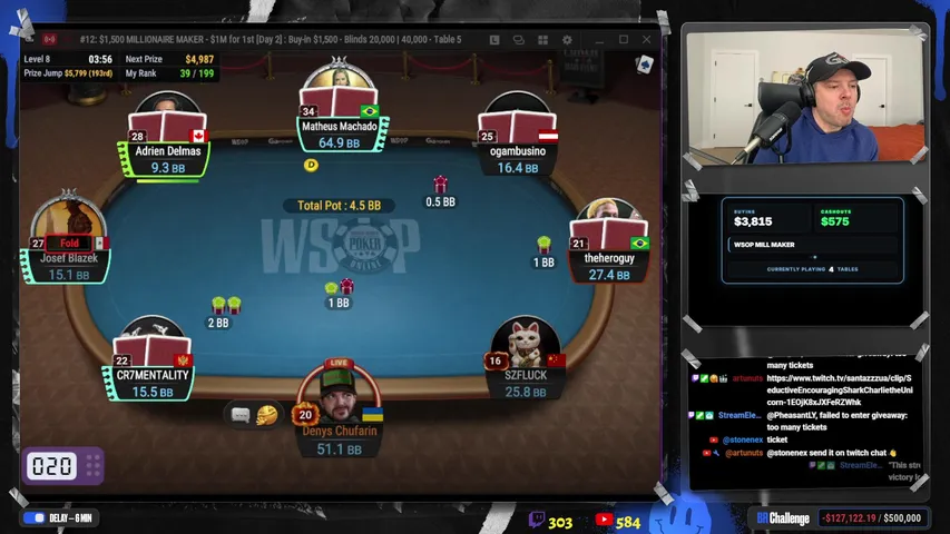WSOP $1500 MILLIONAIRE MAKER DAY 2/ $1M UP TOP